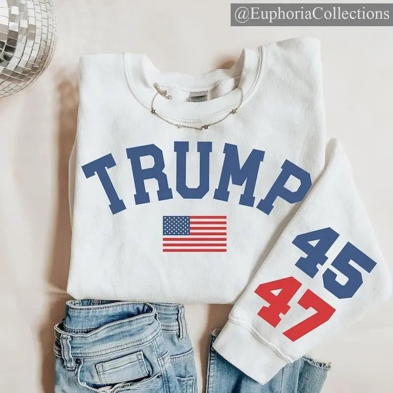 Trump 2024 Sweatshirt, Trump Support Shirt, Trump 47 47th President, Gift for Trump Supporter, Election 2024 , Retro Chic...
