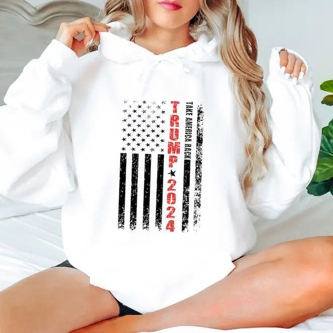 Trump 2024 Take America Back American Flag Hoodie T-Shirts, Sweatshirt | DripVista.com