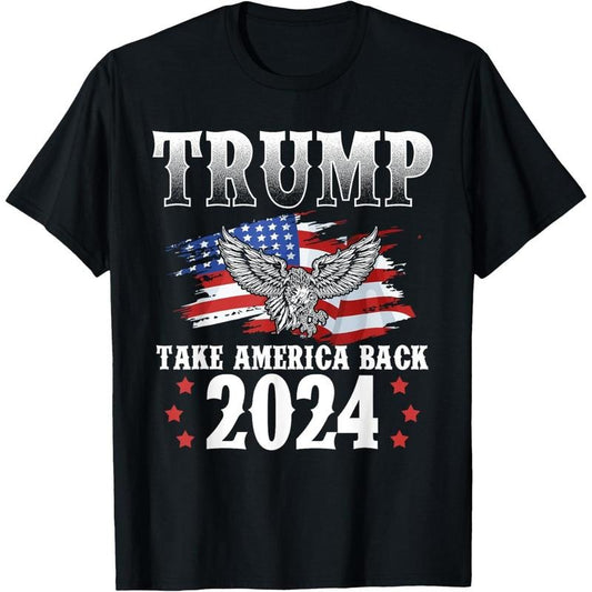 Trump 2024 Take America Back American Flag Trump 2024 T-Shirt made in usa