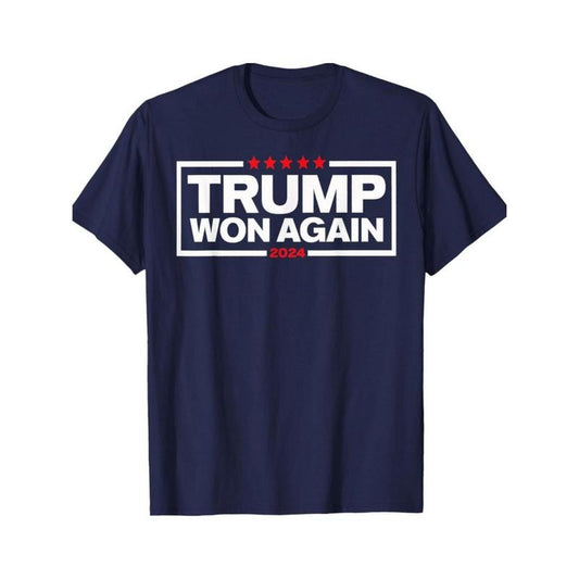 Trump 2024 Victory Celebration T-Shirt - Men's Casual Cotton Tee with Short Sleeves, Crew Neck, Machine Washable Made in USA