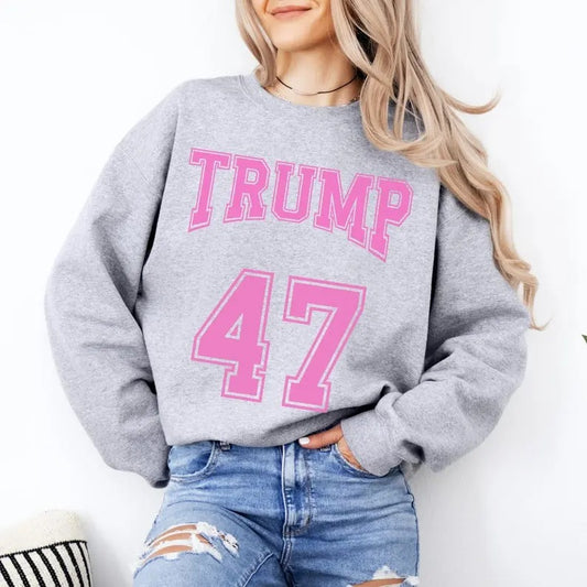 Trump 47 Sweatshirt Pink Trumpshirt Trump Rally Pullover MAGA Merch Trump Vance 2024 Crewneck Funny Trump Shirt Republican Political Gift