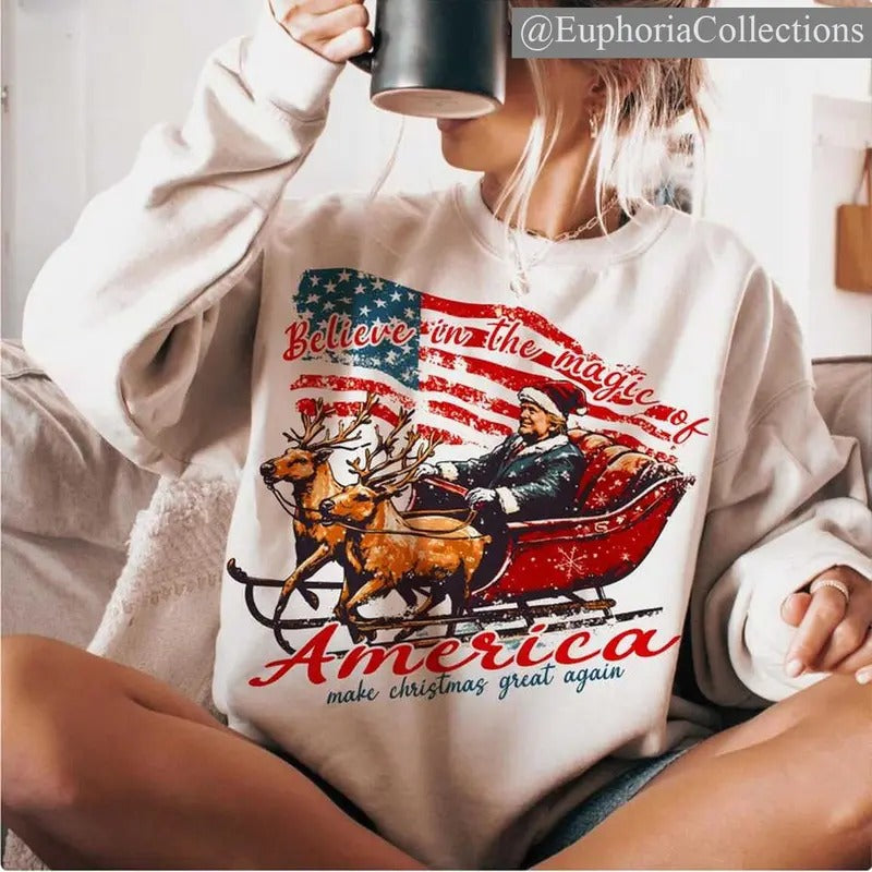 #Trump Christmas Sweater, Hoodie, Tee Shirt - #Trump Christmas T-Shirt , Global Trending Outfits Sweatshirt | DripVista.com