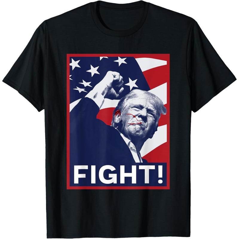Trump Fight! Fist Pump US Flag Poster 2024 T-Shirt Hoodie, Sweatshirt | DripVista.com