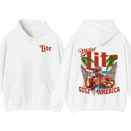 Trump Gulf Of America Miller Lite 2 Sided T-Shirt Hoodie, Unisex Shirt For Men And Women, Casual Cotton Top