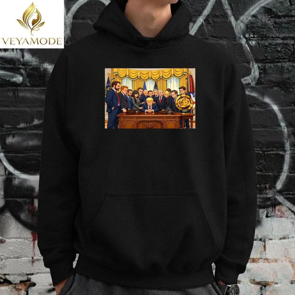 Trump Hosts Pastors for Oval Office Prayer Amid Iran Tensions cartoon tee