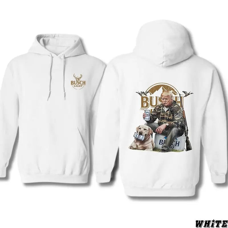 Trump Hunting Busch Light Beer Hoodie, JD Vance Hoodies, Trump Vance Shirt For Sales, MAGA Shirt, Gift For Fans Full Size Menswear Sweatshirts