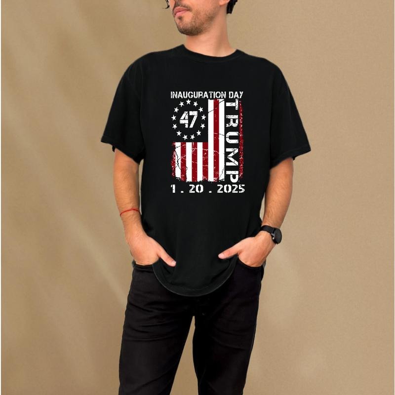 Trump Inauguration Day Swoosh.20.2025 & 47th Design Patriotic American Flag Graphic Cotton Lightsaber brand