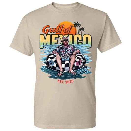 Trump Mexico 45th 47th President Trump CHillin On The Gulf of America Shirt - 100% Cotton Crew Neck Graphic Printed Unisex for Men & Women Womenswear