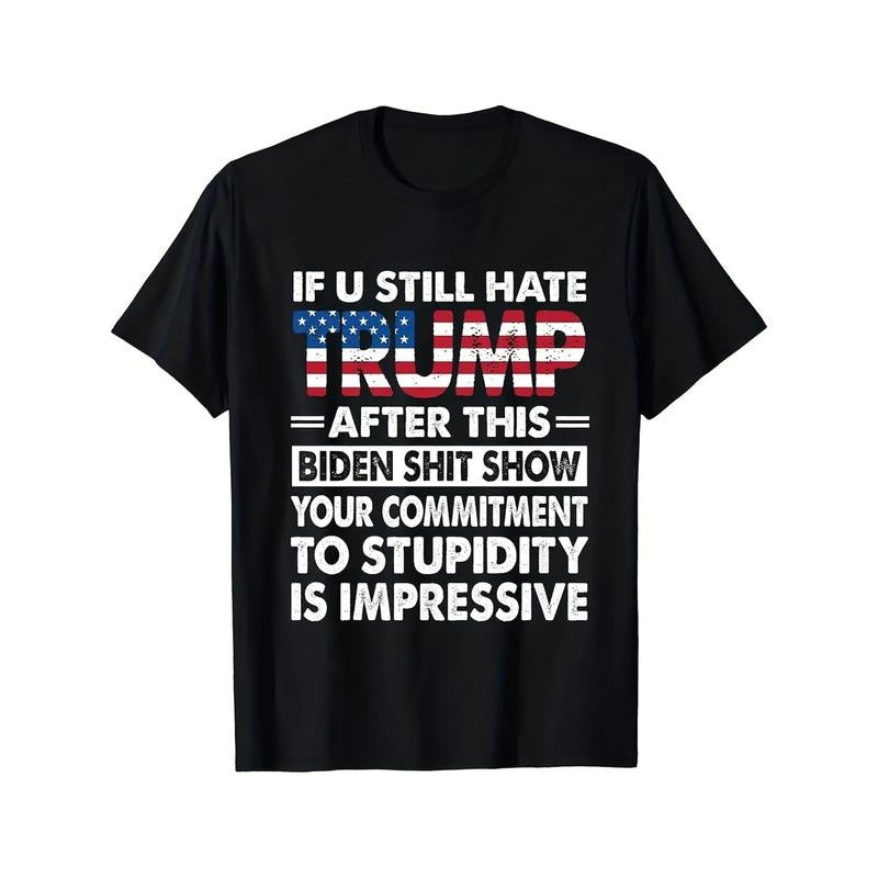 Trump Printed T-shirt Men's Casual Round Neck T-shirt Trump Voting Shirt 2024 T-Shirt Creative Voting Shirt Make America Great Again Shirt Take America Back Shirt Cotton Shirt Street Short Sleeve Cotton Shirt Funny Trump Shirts Made In USA  made in usa