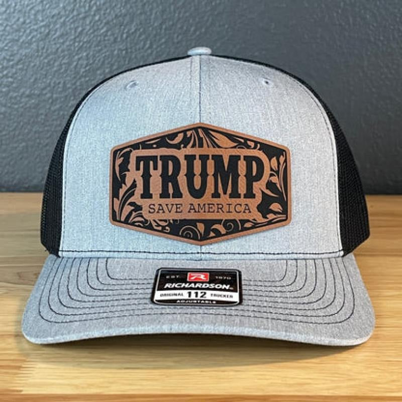 Trump Save America Snap Back Trucker Hat Leather Patch Hat T-Shirts, Hoodie, Sweatshirt | DripVista.com