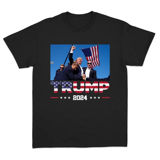 Trump Shooting Rally Shirt Shot Trump 2024 Never Surrender Survived USA Freedom Republican Shirt Pro Trump Make American Great Again Unisex T-Shirt Shortsleeve Menswear Underwear