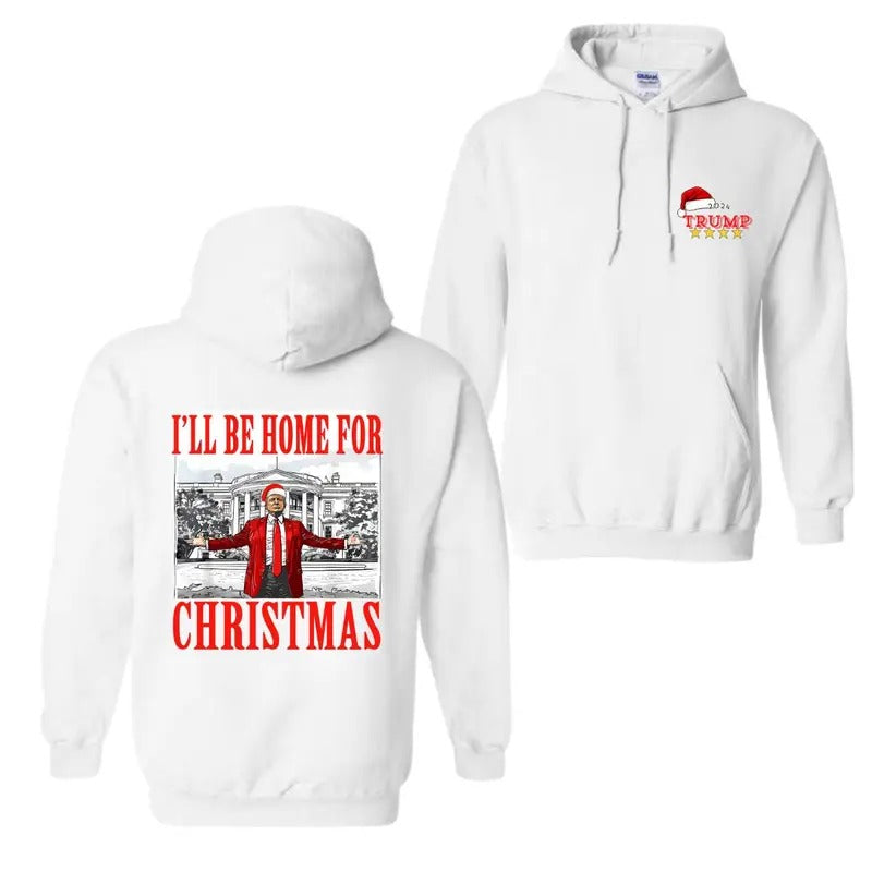 Trump Swoosh'Spiky hair fighters Be Home for Christmas Hoodie, Trump Christmas Shirt, Funny Trump Xmas, for Men, for Women