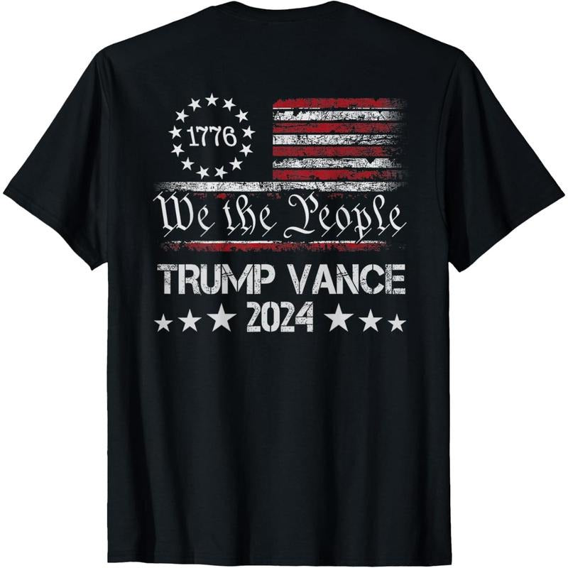Trump Vance 2024 Retro Stripe Trump JD Vance (On Back) T-Shirt made in usa Hoodie, Sweatshirt | DripVista.com