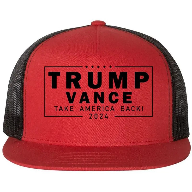 Trump Vance 2024 Take America Back Blackout Logo Flat Bill Trucker Hat T-Shirts, Hoodie, Sweatshirt | DripVista.com