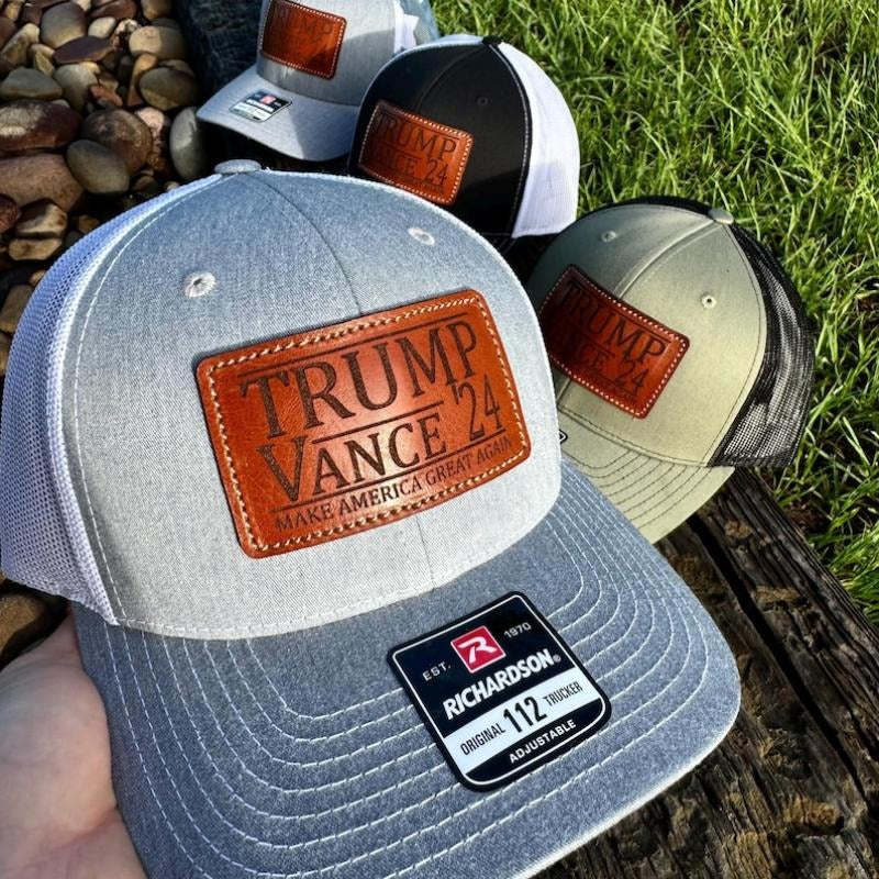 Trump Vance Leather patch Richardson Trucker Hat,Trump Richardson Hat, Trump Vance 2024 hat,Trump shirt,Trump trucker...