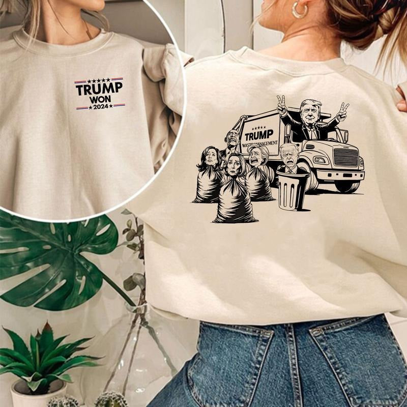 Trump Won 2 Sides Sweatshirt Hoodie, Trump Supporters Shirts, Trump 45th 47th President 2 Sides Sweatshirt, Graphic Christmas Hoodie, Full Size