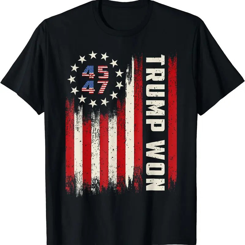 Trump Won 2024 45 47Th President Usa Flag T-Shirt Hoodie, Sweatshirt | DripVista.com