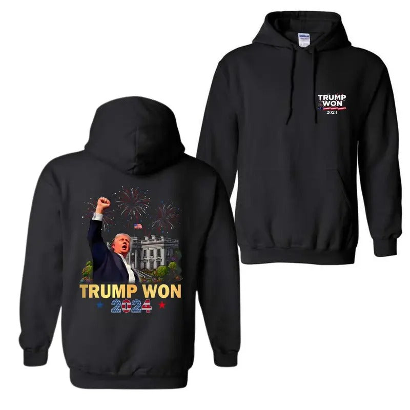 Trump Won 2024 President 47th FOG White House Hoodie, Trump Won Again 2024 Election Shirt, Trump Vance Shirt, Trump Won...