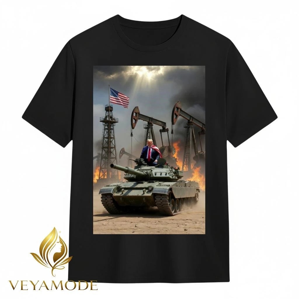 Trump drives a tank war fire tee