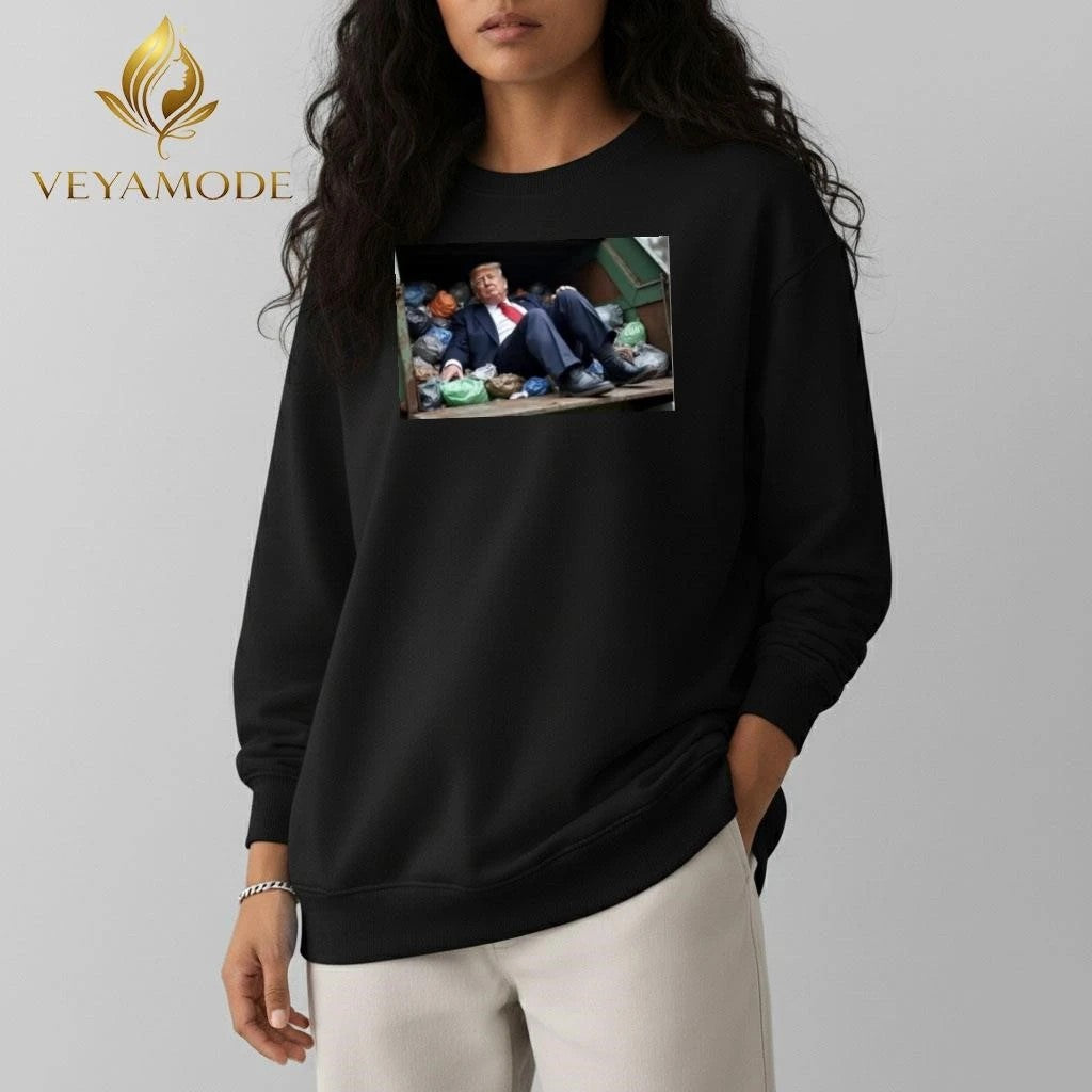 Trump sitting in a garbage truck tee