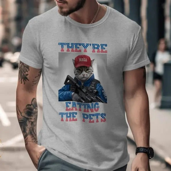 Trump vs Kamala Debate Shirt, They're Eating The Pets, Humorous Political Tee, Pet Lovers Graphic Tee Unique Animal TShirt, US Election 2024, shirt trend