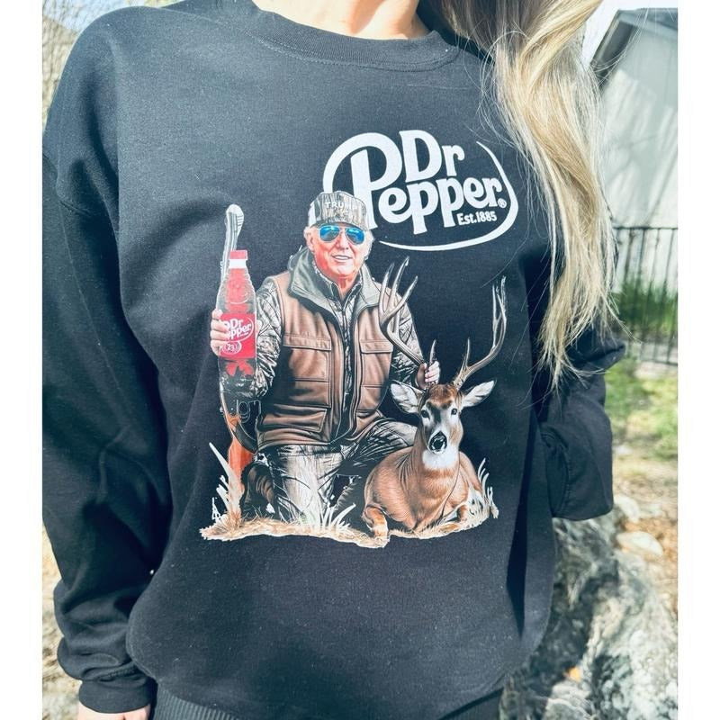 Trump with a Buck Sweatshirt| Black Sweatshirt| Trump Sweatshirt T-Shirts, Hoodie | DripVista.com
