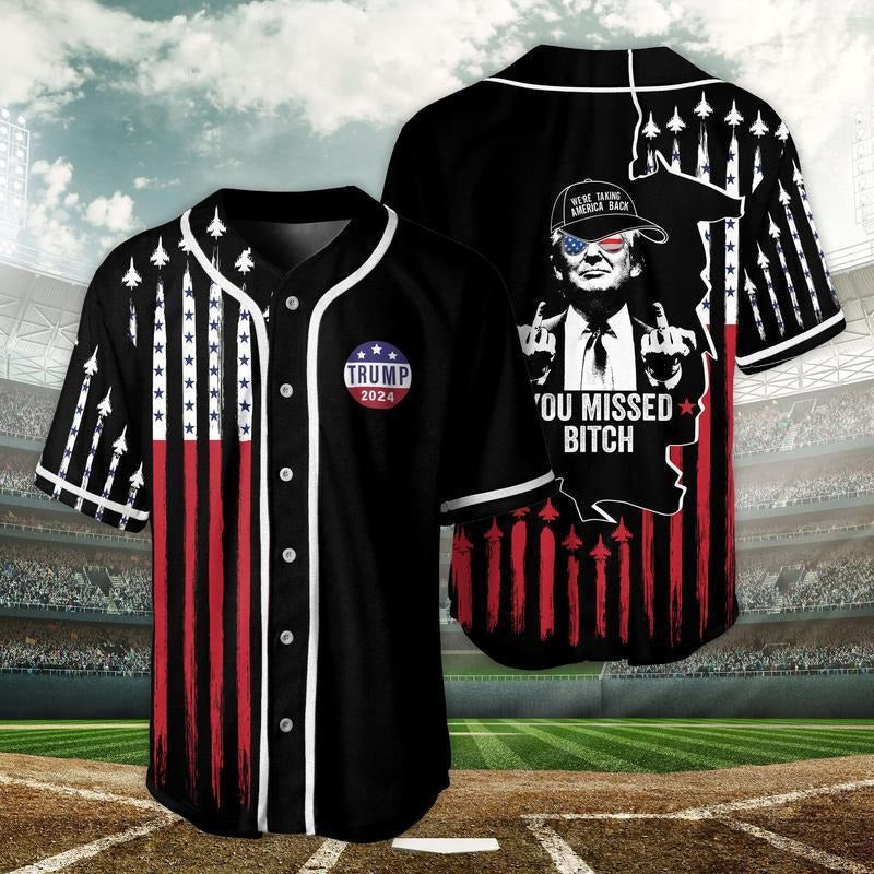 Truum.Bet 2024 You Missed B**ch Baseball Jersey, We're Taking America Back Jersey Shirt, TrUm.b Rally Baseball Jersey,...