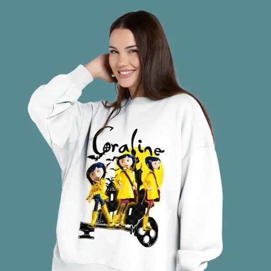 Coraline sweatshirt/Hoodie/Tshirt, Funny circus Corr.aa.lineee sweatshirt,  Spooky movie Hoodie, Doll TShirt, Movie Retro Horror Sweatshirt, Halloween Gift Tshirt, Graphic Hoodie