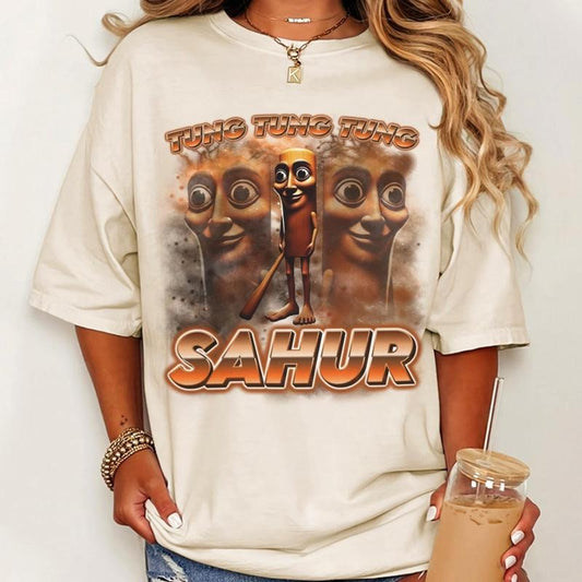 Tung Tung Tung Sahur Funny Baseball Bat Meme Shirt, Italian Brainrot, Dank Meme Shirt, Unhinged Clothes, Weird Tee