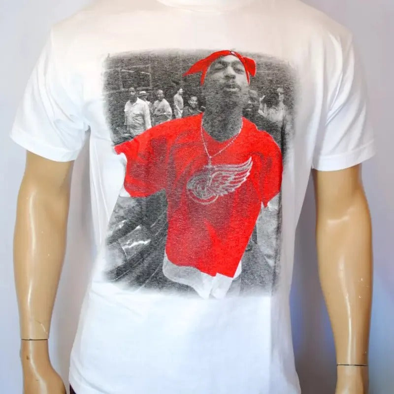 Tupac Shakur Red Wings T shirt 2pac Tee Mens white, Gift for Him, Gift For Her, Vintage Y2K, Menswear Top