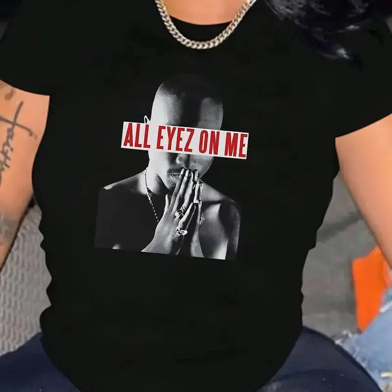 Tupac T Shirt All Eyez On Me Logo Official Mens , Gift for Him, Gift For Her, Vintage Y2K, Menswear Top Cotton Hoodie,...