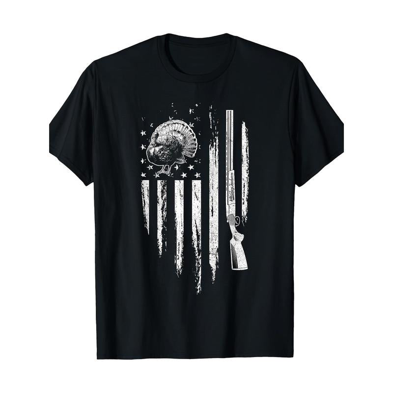 Turkey Hunting American Flag Thunder Chicken Gift Hunter T-shirt - 220g made in usa Hoodie, Sweatshirt | DripVista.com