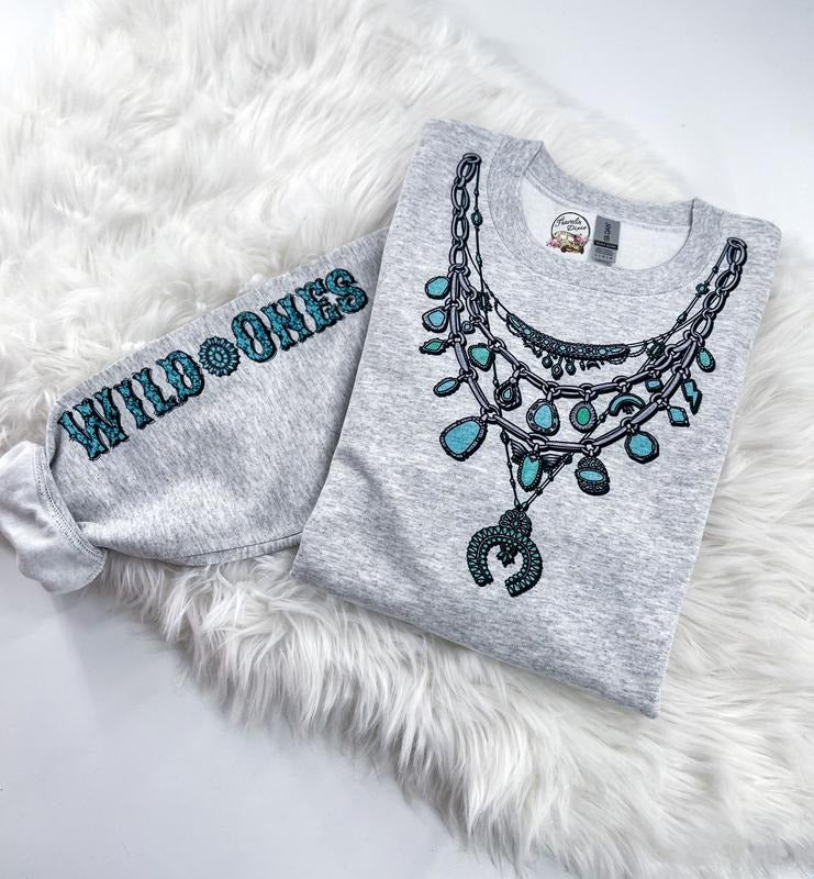Turquoise Wild Ones Sweatshirt Womenswear Unisex Comfy Print T-Shirts, Hoodie | DripVista.com