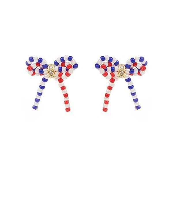 Twist USA Bead Bow Earrings