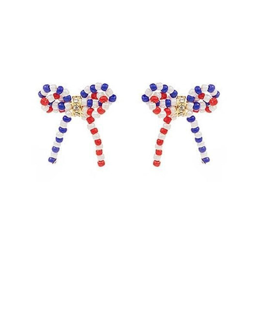 Twist USA Bead Bow Earrings