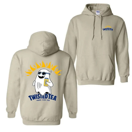 Twisted Tea Ghost Halloween Double Sided Hoodie And Crewneck Sweatshirt, Twisted Tea Hoodie For Men And Women, Halloween Trendy crewneck