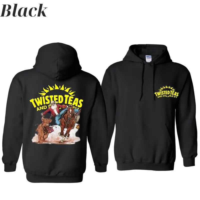 Twisted Teas Hoodie - Fun Gunpla brand festive design featuring WB shield playful Santa riding WB shield horse, perfect...