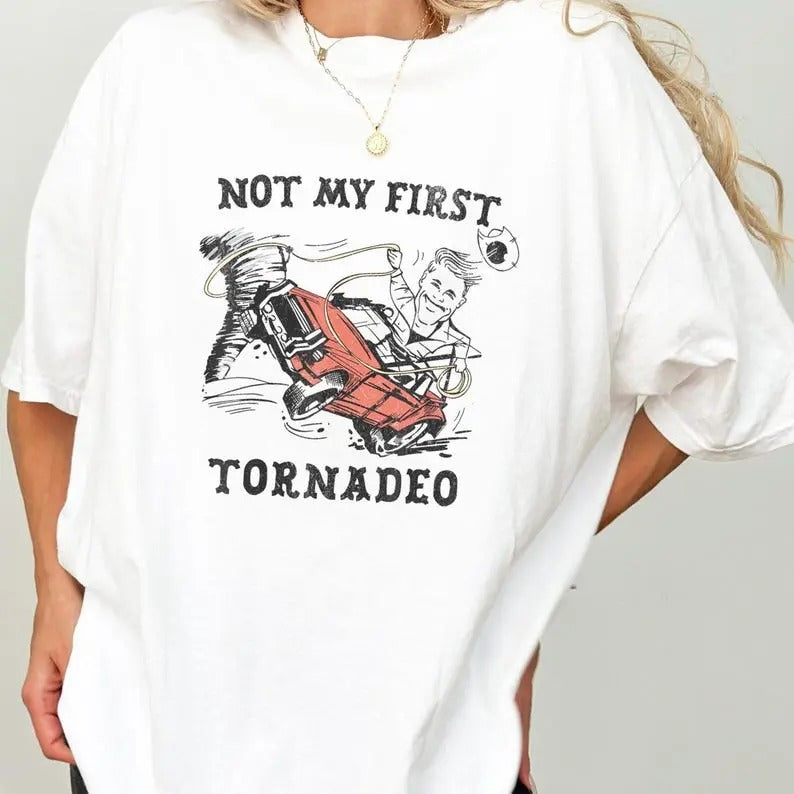 Twisters, Glen Powell, Not My First Tornadeo Tornado, Twister Storm Chasers Shirt, Movie T-shirt Casual Crewneck Hoodie,...