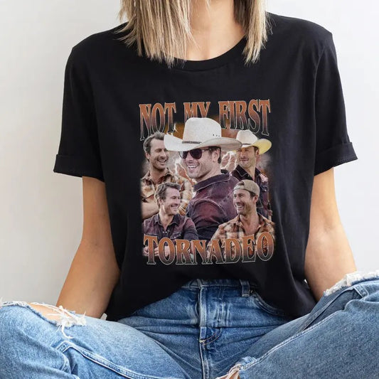 Twisters, Glen Powell, Not My First Tornadeo Tornado, Twister Storm Chasers Shirt, Movie T-shirt, Comfort Colors Tyler Owens, Lover Giftstyle{n002}3