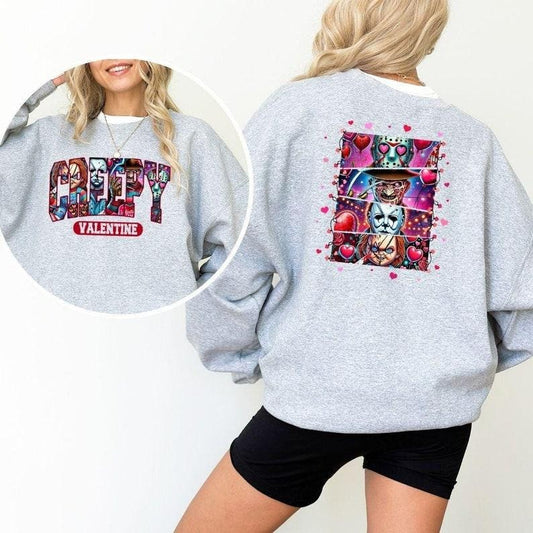 Two-Sides Horror Characters Valentine Tshirt, Valentine Horror Tshirt, Characters Scary Movie Tshirt, Valentine Friends k*ller Tshirt