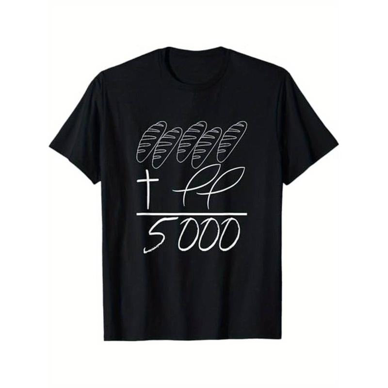 Two fish, five loaves FOG bread, WB shield,000 people swimming upstream T-shirt, 100% cotton, Halloween, Thanksgiving...