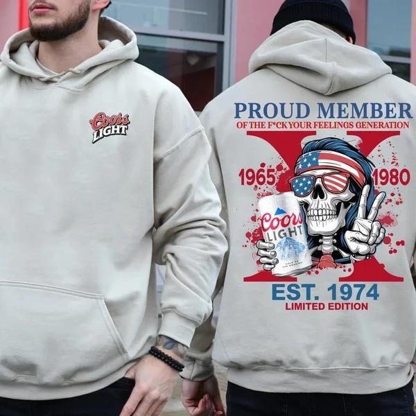 Two-sided Custom Gen X With Beer T-shirt, CL Beers Proud Member Of The Fck Your Feelings 1965 - 1980 Hoodies, Inspired Funny Saying Sarcasm Quote Sweatshirts, Badass Generation FAFOT Tees