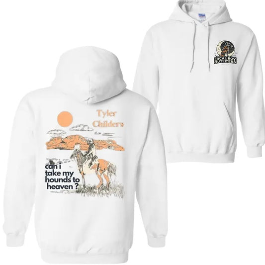 Tyler Childers Can I Take My Hounds to Heaven? Double-Sided Graphic Hoodie, Western-Themed Unisex Sweatshirt by Local Boy Outfitters Fabric Menswear