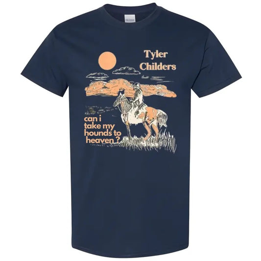 Tyler Childers T-Shirt, Can I Take My Hounds to Heaven Country Music Tee, Western Sunset Graphic T-Shirt Menswear Top