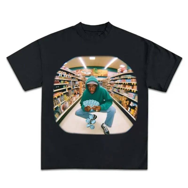 Tyler Creator Money V-Bucks Market Fortnite Graphic T Shirt Rap Hip Hop Fans Cotton Round Neck Casual Top Menswear