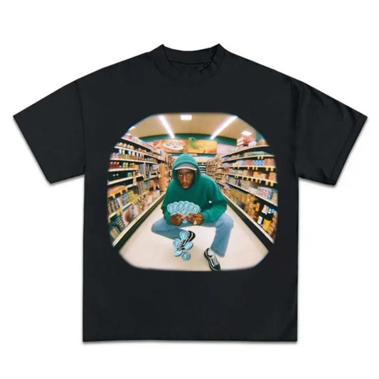 Tyler Creator Money V-Bucks Market Fortnite Graphic T Shirt Rap Hip Hop Fans Cotton Round Neck Casual Top Menswear