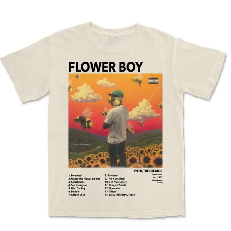 Tyler The Creator Shirt - Flower Boy Album Vintage Rapper Graphic Tee Hip Hop Y2k Merch Men Women Menswear Top Medium Stylish