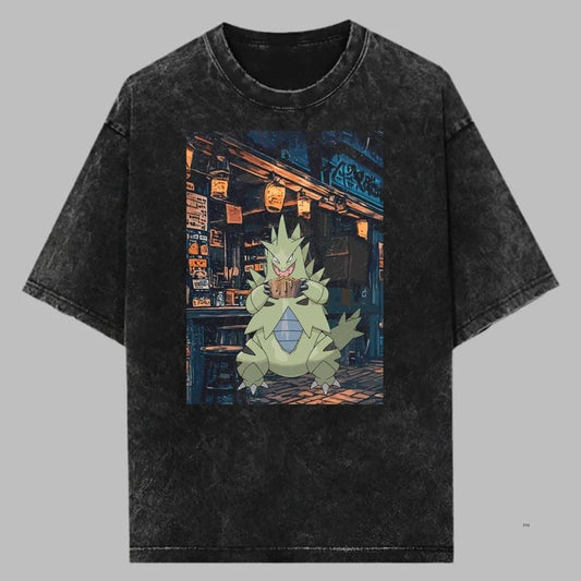 Tyranitar Vintage Tee, Pokemon Graphic Tee, Tyranitar Ramen T-Shirt, Anime Shirt, Gift For Pokemon Fans, Unisex Anime Gift Menswear Womenswear Top
