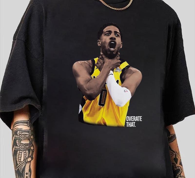 Tyrese Haliburton OVERATE THAT 2025 Tee T-Shirt Retro Design Cool Gift for Him Hoodie, Sweatshirt | DripVista.com