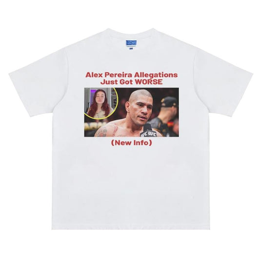 UFC "Alex Pereira" Heavyweight Vintage Tee 100% Cotton OVERSIZED T-shirt Menswear Top Crew Necks Clothing For UFC Fans Casual Streetwear White Crewneck Tshirt Gamis Shortsleeve Tropical